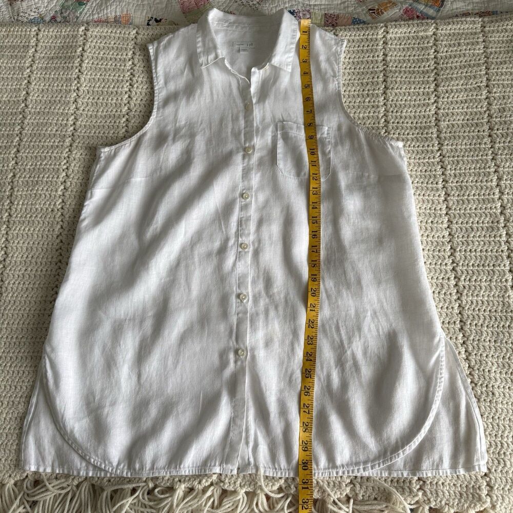 J Jill White Love Linen 100% Linen Sleeveless Button Down Tunic Top Size Large - Picture 5 of 6